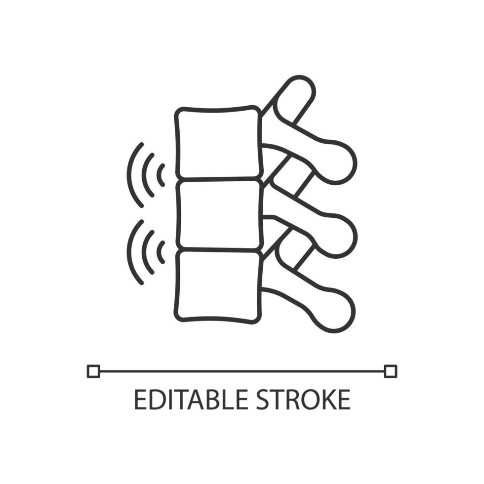 Ankylosing spondylitis linear icon. Chronic inflammation affecting spine. Progressive arthritis. Thin line customizable illustration. Contour symbol. Vector isolated outline drawing. Editable stroke