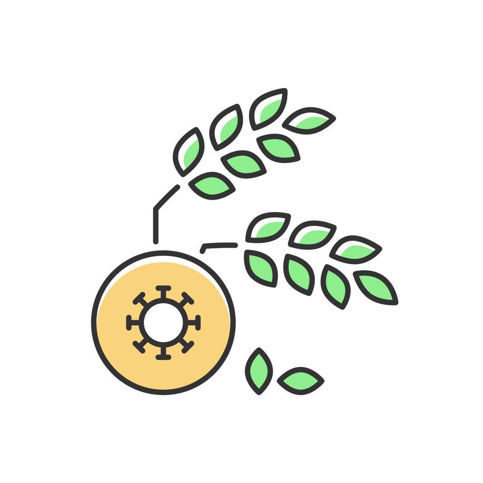 Agricultural disease RGB color icon. Harvest loss leads to starvation. Crop illnesses and pests. Lack of food and hunger. Food security. Isolated vector illustration. Simple filled line drawing