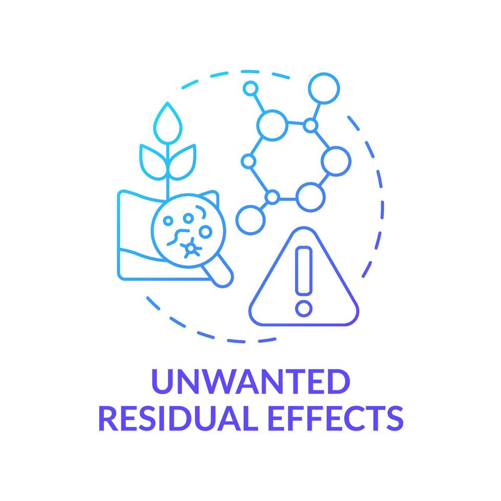 Unwanted residual effects blue gradient concept icon. Genetically modified plant. Gmo disadvantages abstract idea thin line illustration. Isolated outline drawing. Myriad Pro-Bold fonts used vector