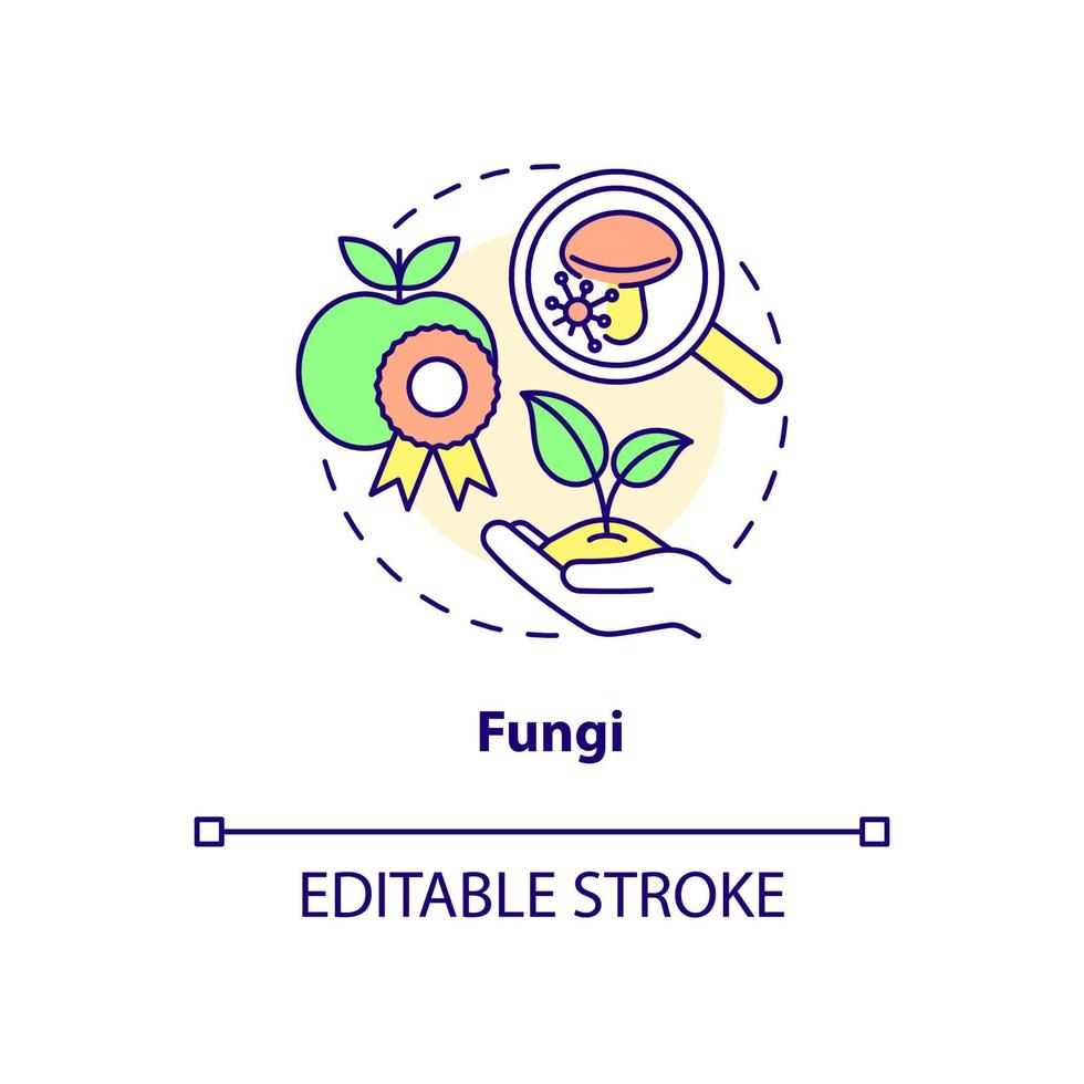 Fungi concept icon. Agricultural microbiology abstract idea thin line illustration. Microscopic cells in soil. Isolated outline drawing. Editable stroke. Roboto-Medium, Myriad Pro-Bold fonts used vector