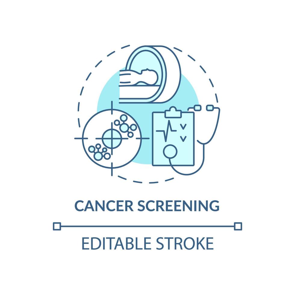 Cancer screening blue concept icon. Annual medical checkup abstract idea thin line illustration. Carcinoma and tumor prevention. Clinical exam. Vector isolated outline color drawing. Editable stroke