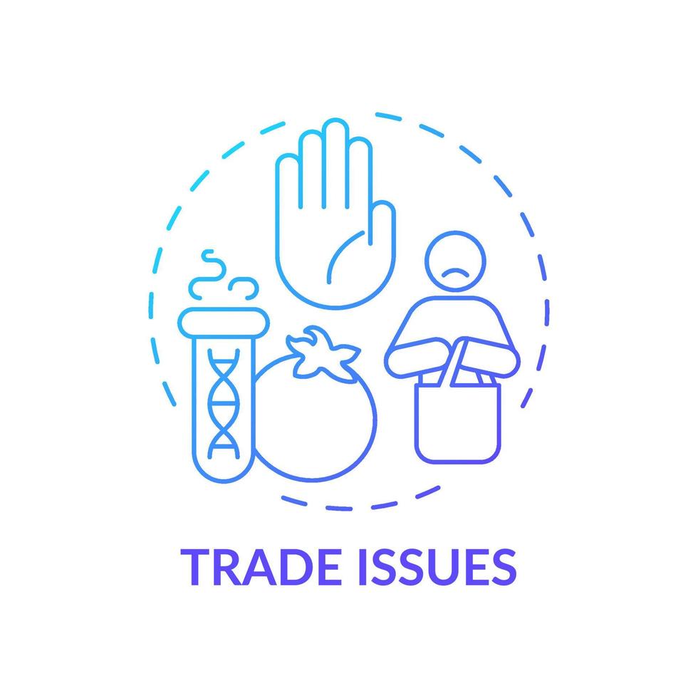 Trade issues blue gradient concept icon. Consumers avoid gm products. Disadvantages of gmo abstract idea thin line illustration. Isolated outline drawing. Myriad Pro-Bold fonts used vector