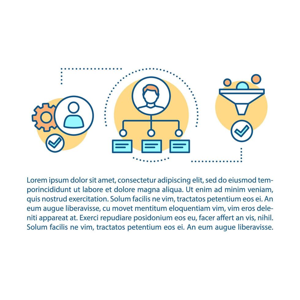 Skills assessment article page vector template. Brochure, magazine, booklet design element with linear icons. Employee abilities print design. Concept illustrations with text space