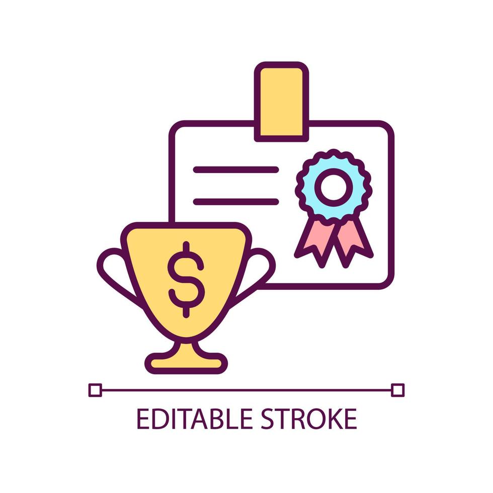 Financial incentive RGB color icon. Rewarding hardworking employee with money. Providing bonuses for success. Isolated vector illustration. Simple filled line drawing. Editable stroke. Arial font used