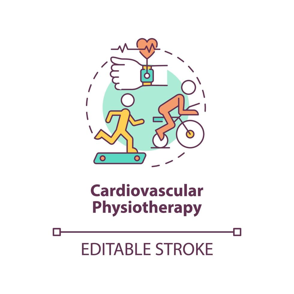 Cardiovascular physiotherapy concept icon. Physical exercise for rehabilitation. Fitness abstract idea thin line illustration. Vector isolated outline color drawing. Editable stroke