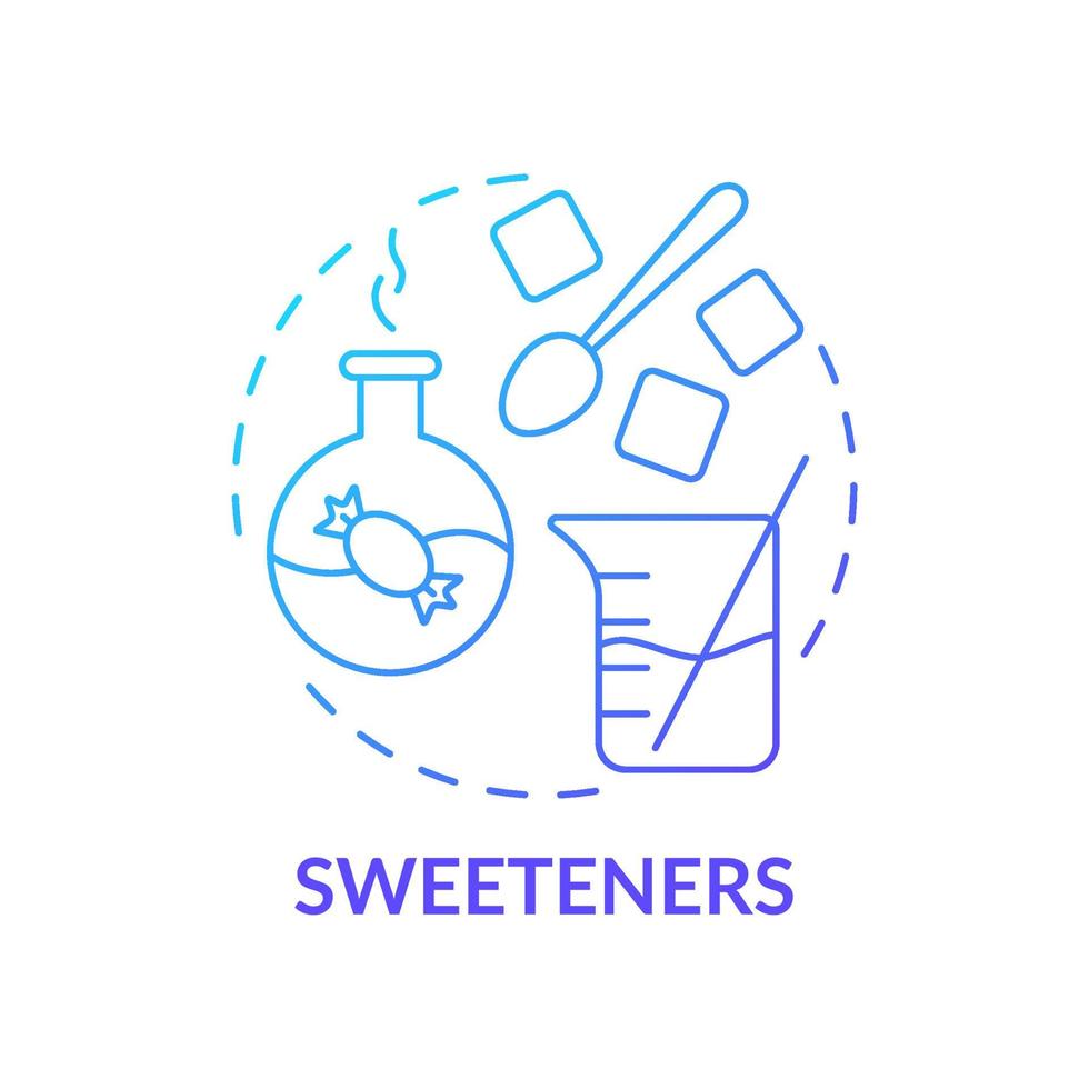 Sweeteners blue gradient concept icon. Sugar substitute. Glucose and fructose. Food additives abstract idea thin line illustration. Isolated outline drawing. Myriad Pro-Bold fonts used vector