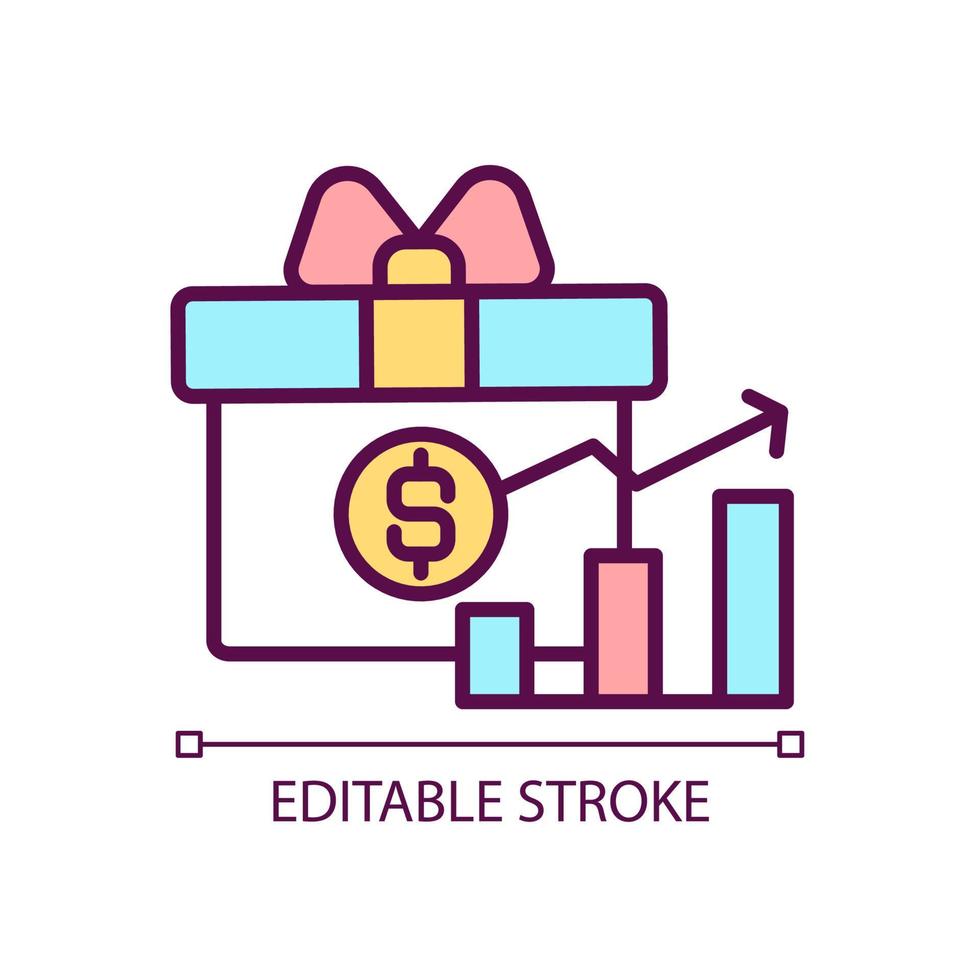 Motivational present RGB color icon. Performance increase via gifting. Employee incentive program. Isolated vector illustration. Simple filled line drawing. Editable stroke. Arial font used