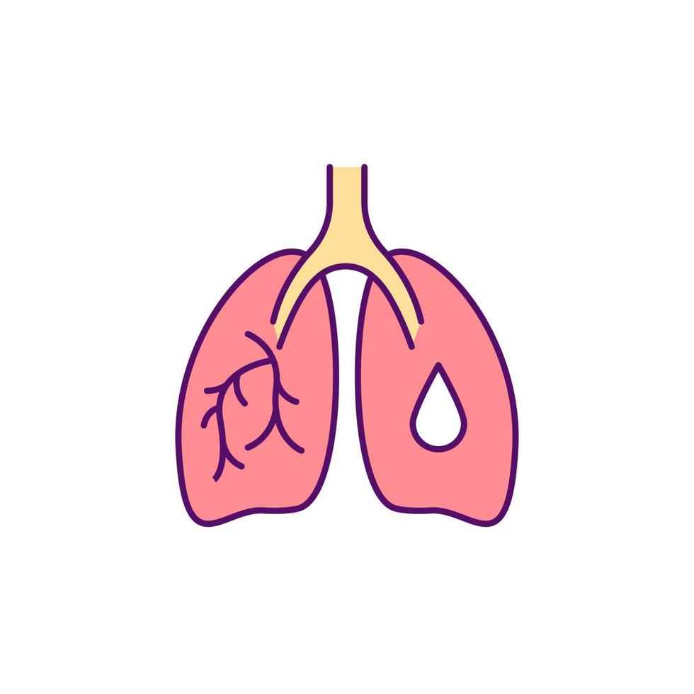 acumulación de flema en los pulmones icono de color rgb. síntoma de  bronquitis crónica. inflamación pulmonar