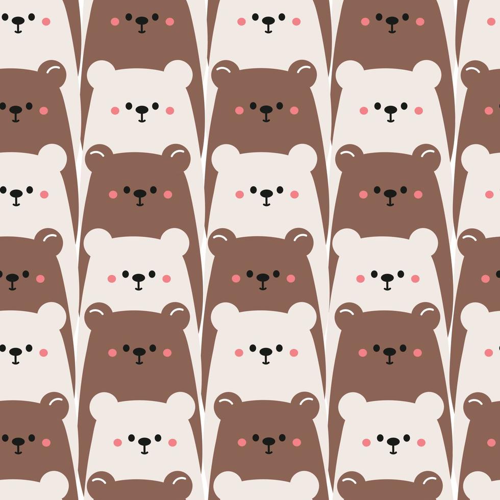 seamless pattern hand drawing cartoon of bear vector