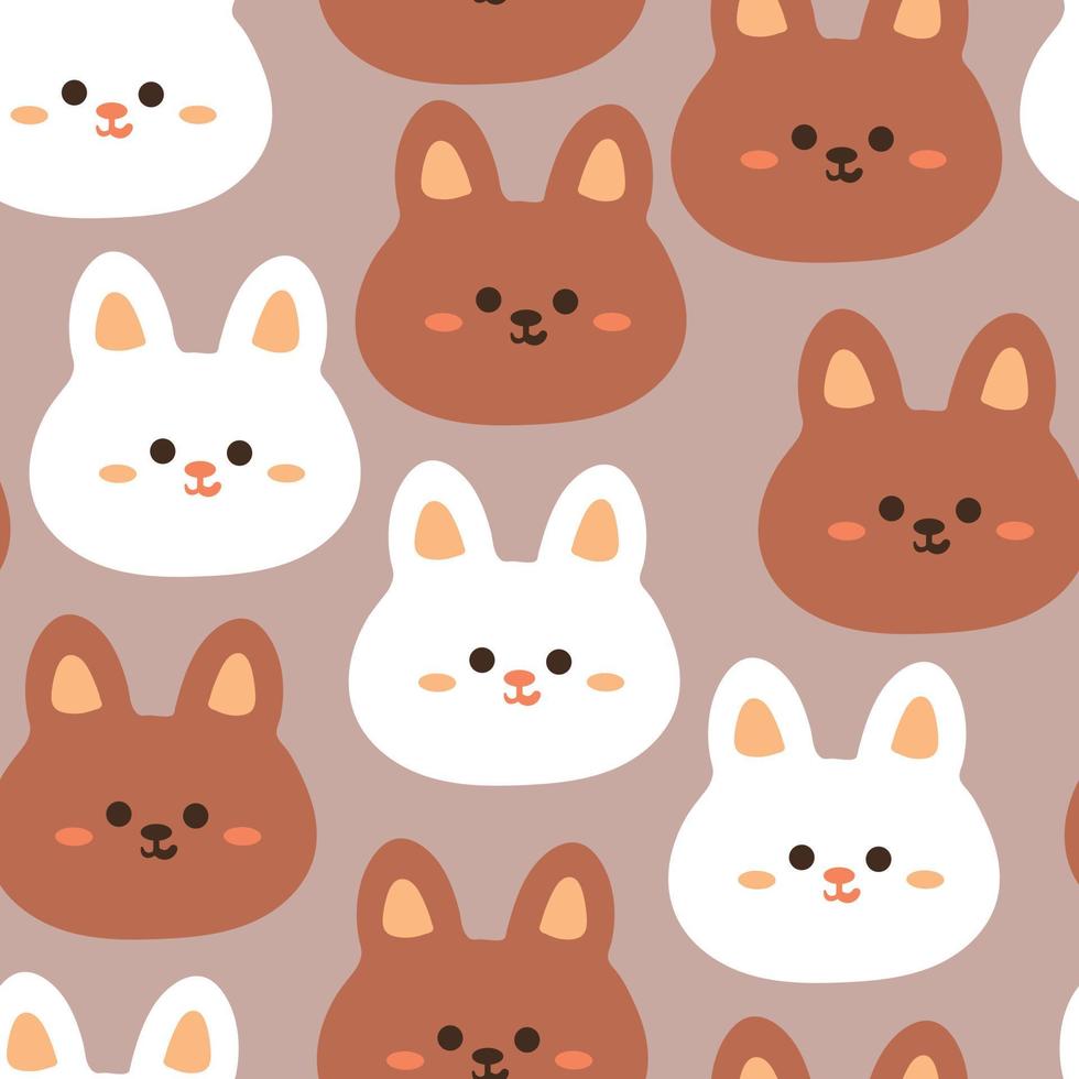 seamless pattern hand drawing cartoon of bunny vector