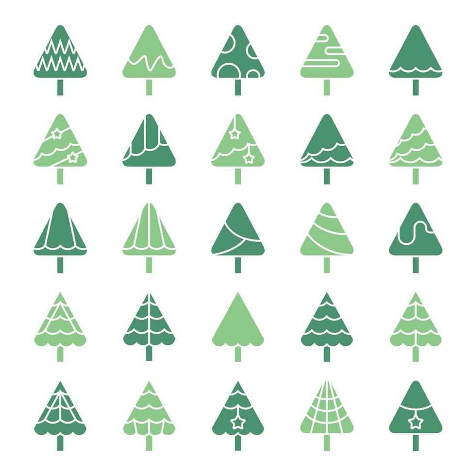 conjunto de iconos de decoración de árbol de navidad vector