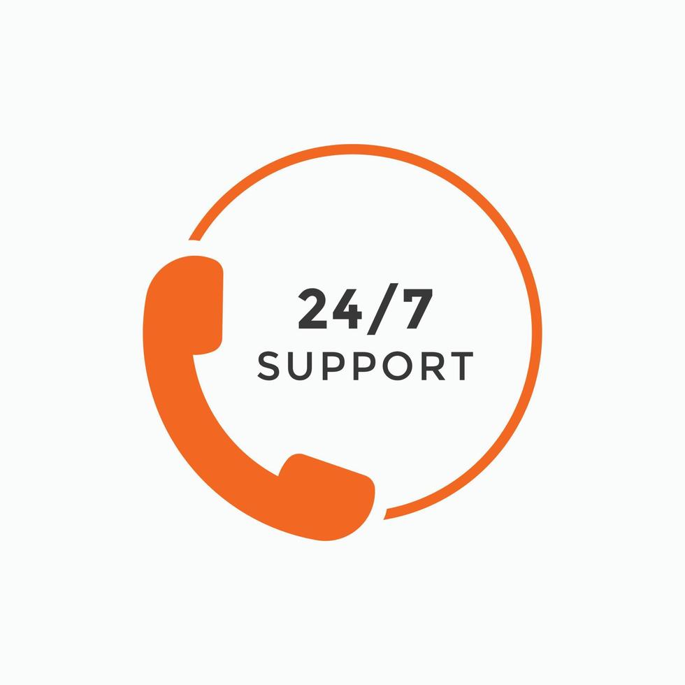 Icono de servicio al cliente las 24 horas. 24 7 botón de signo de icono de soporte. icono de servicio al cliente vector