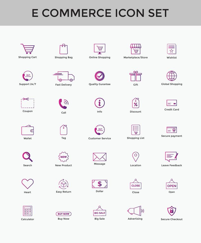 Set of e commerce icon online shopping icon set vector