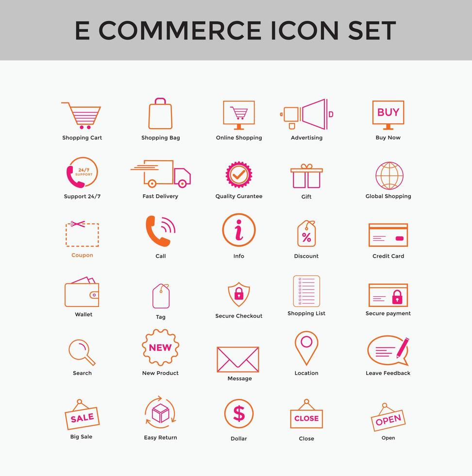conjunto de iconos de línea de comercio electrónico conjunto de iconos de compras en línea trazo editable vector
