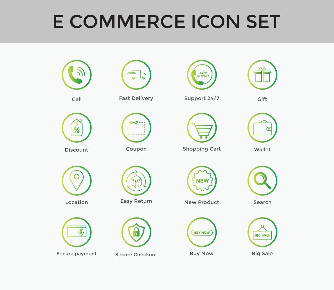 Set of E commerce simple icon set shopping cart colorful, delivery, secure payment, credit card etc vector