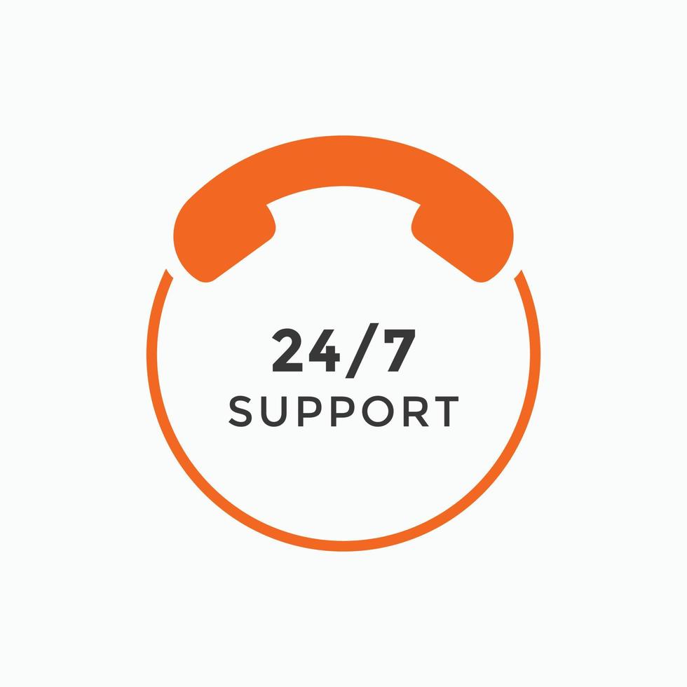 Icono de servicio al cliente las 24 horas. 24 7 botón de signo de icono de soporte. icono de servicio al cliente vector