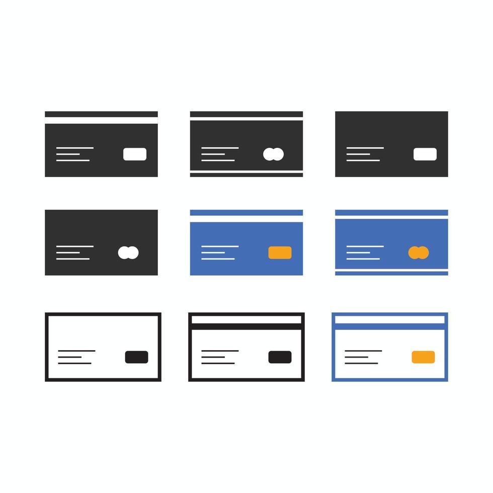 conjunto de signo de vector de icono de tarjeta de crédito