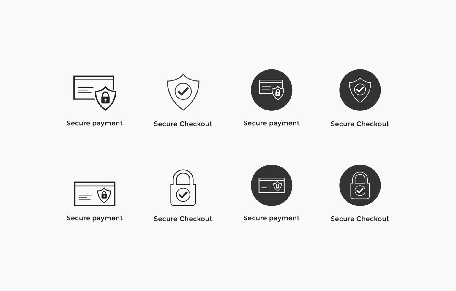 secure payment, secure checkout icon set. E commerce icon vector