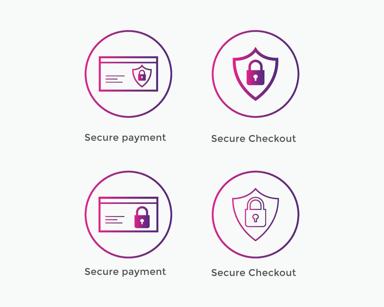 secure payment, secure checkout icon set. E commerce icon vector