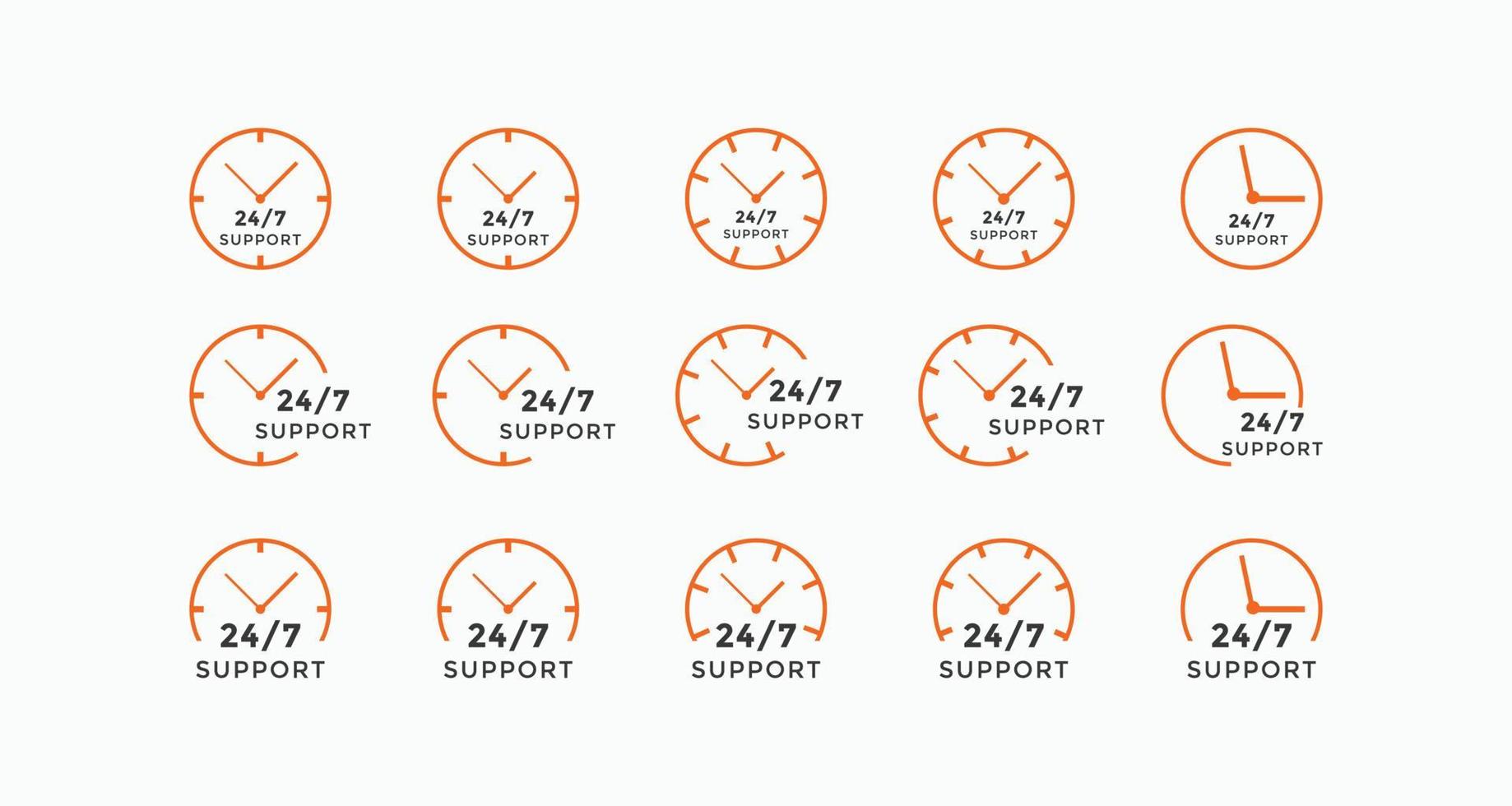 Set of 24 hours call center icon vector. 24 7 support icon sign button. call center symbol icon template vector