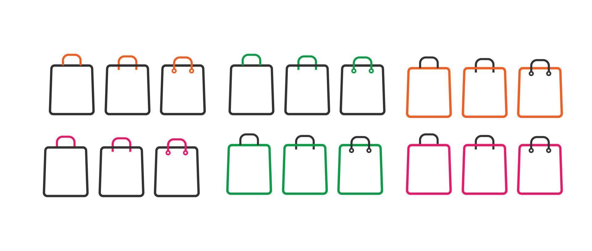 set of Bag icon vector template. shopping bag icon