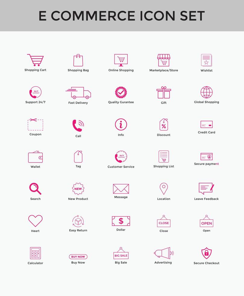 conjunto de iconos de comercio electrónico conjunto de iconos de compras en línea vector