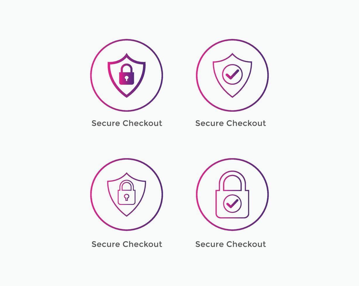Set of secure payment, secure checkout line icon vector