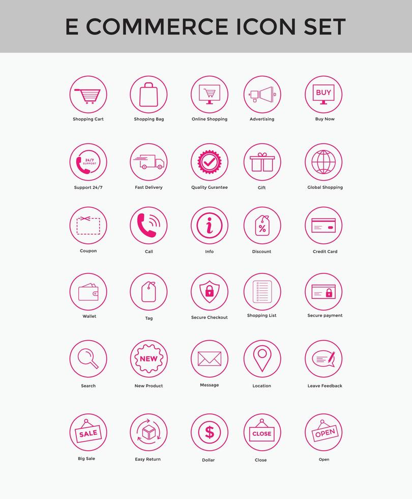conjunto de iconos de comercio electrónico conjunto de iconos de compras en línea vector