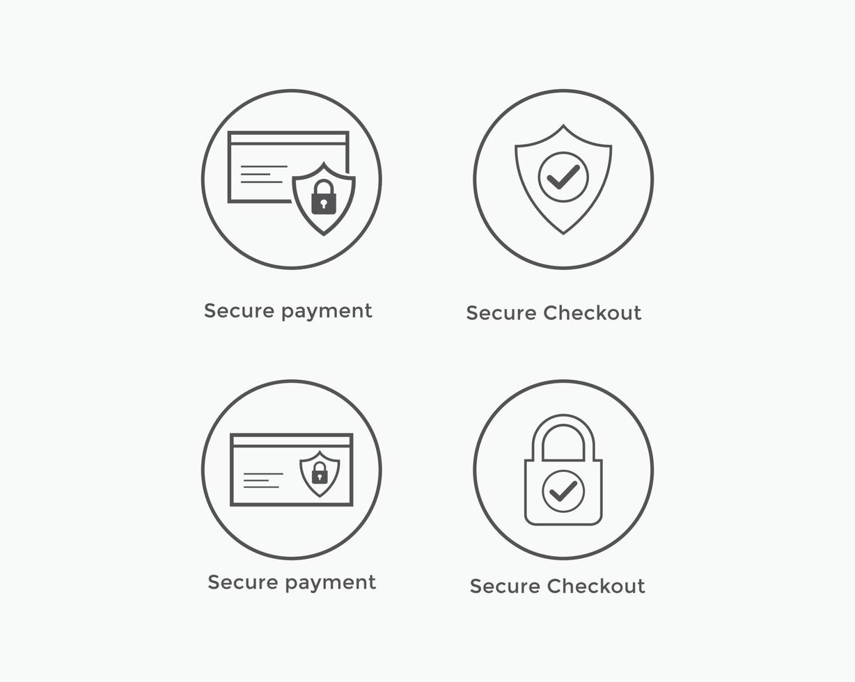 secure payment, secure checkout icon set. E commerce icon vector
