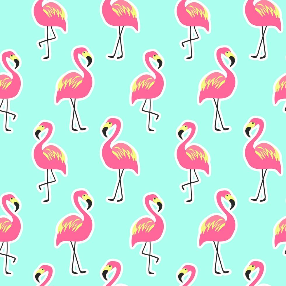 Beautiful seamless pattern with pink flamingo vector