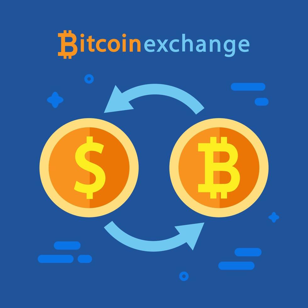 concepto de intercambio de bitcoin y dólar vector