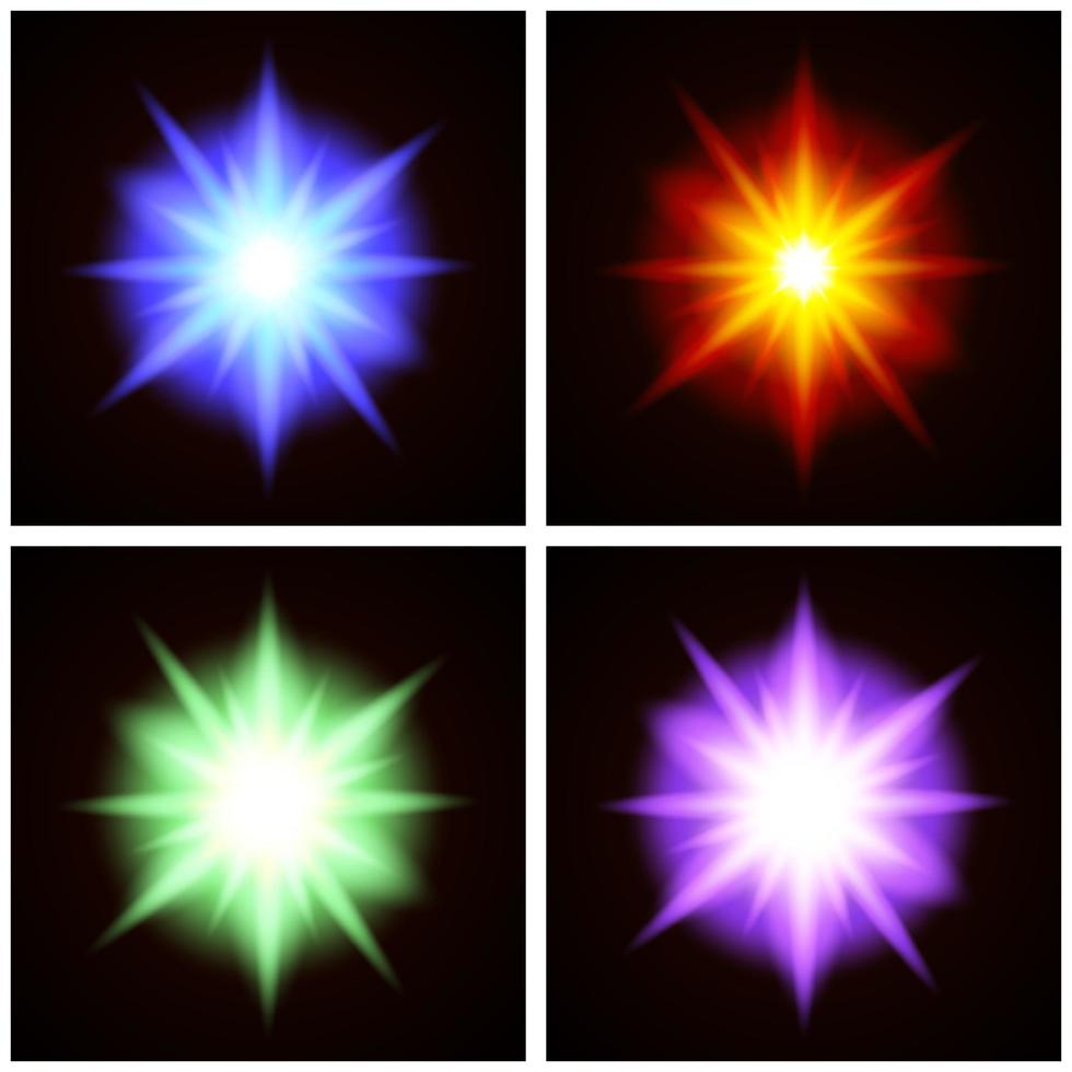 Colorful burst effects set vector