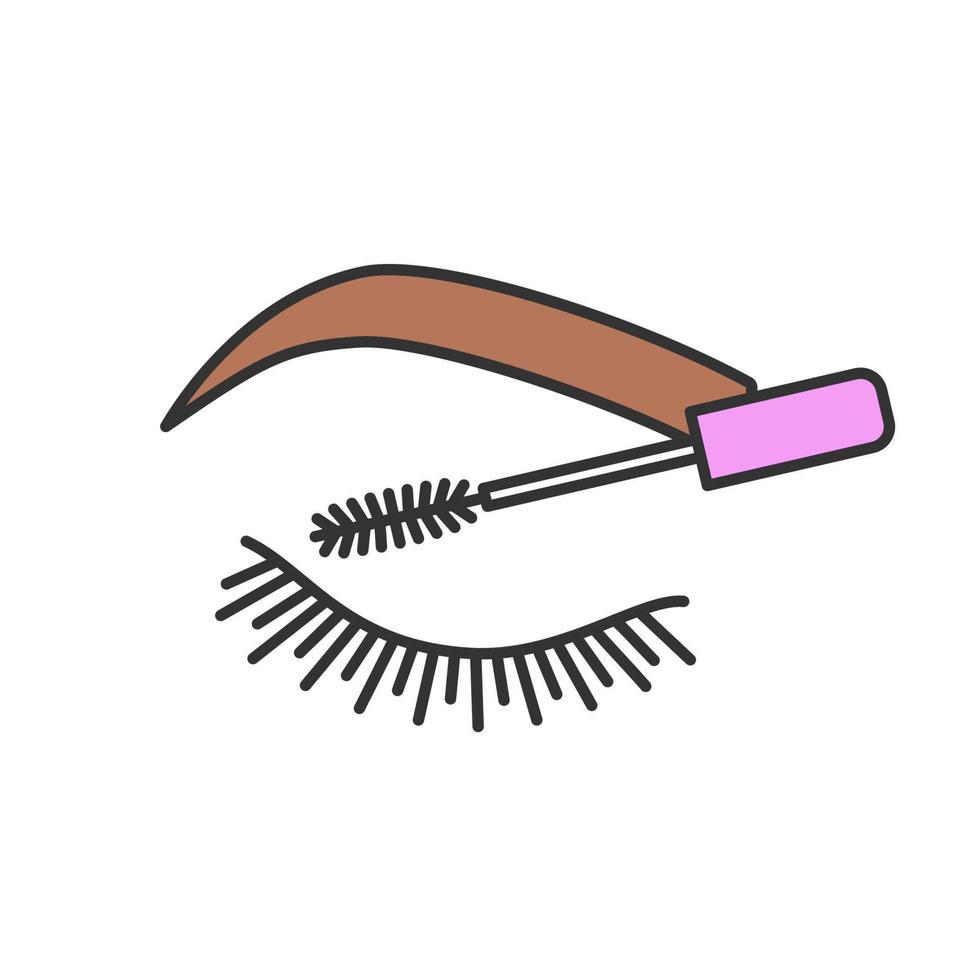 icono de color de máscara de pestañas. tinte de pestañas y cejas. producto de maquillaje de pestañas y cejas. ilustración vectorial aislada vector