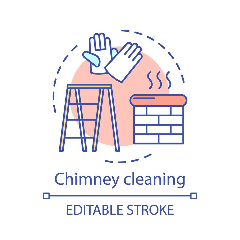 Chimney cleaning concept icon. Additional cleanup service idea thin line illustration. Roof cleanup. Chimney sweeper. Tile washing. House maintenance. Vector isolated outline drawing. Editable stroke