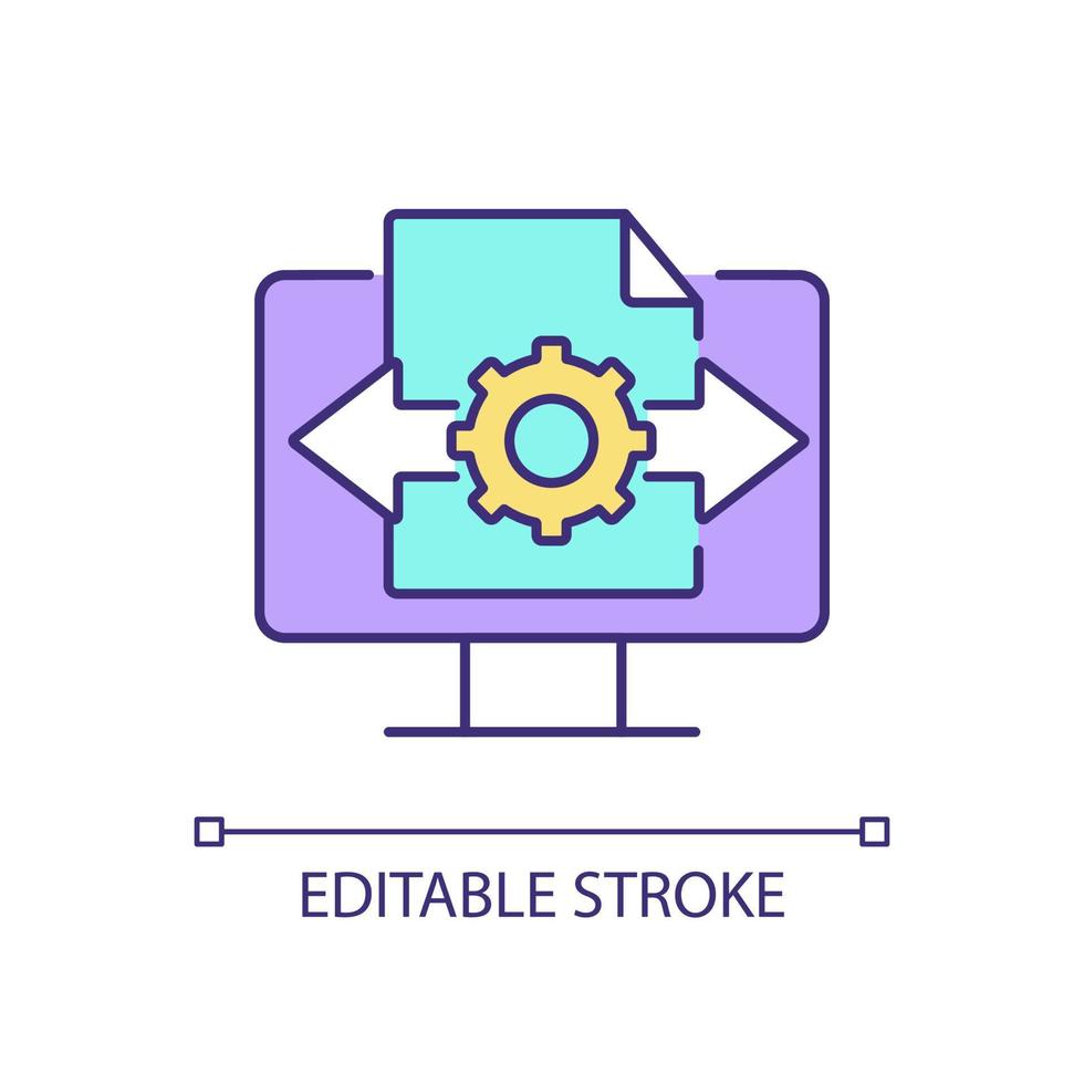 Decision making RGB color icon. Make strategic choices. Digital transformation. Handling, organizing documents. Isolated vector illustration. Simple filled line drawing. Editable stroke