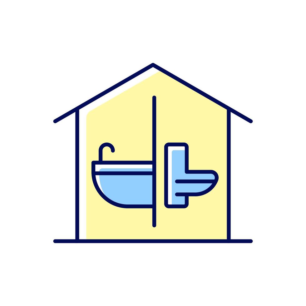 icono de color rgb de las instalaciones de saneamiento. Mantenimiento de las condiciones higiénicas. Baño y aseo accesibles en vivienda. alojamiento sanitario. ilustración vectorial aislada. dibujo lineal relleno simple vector