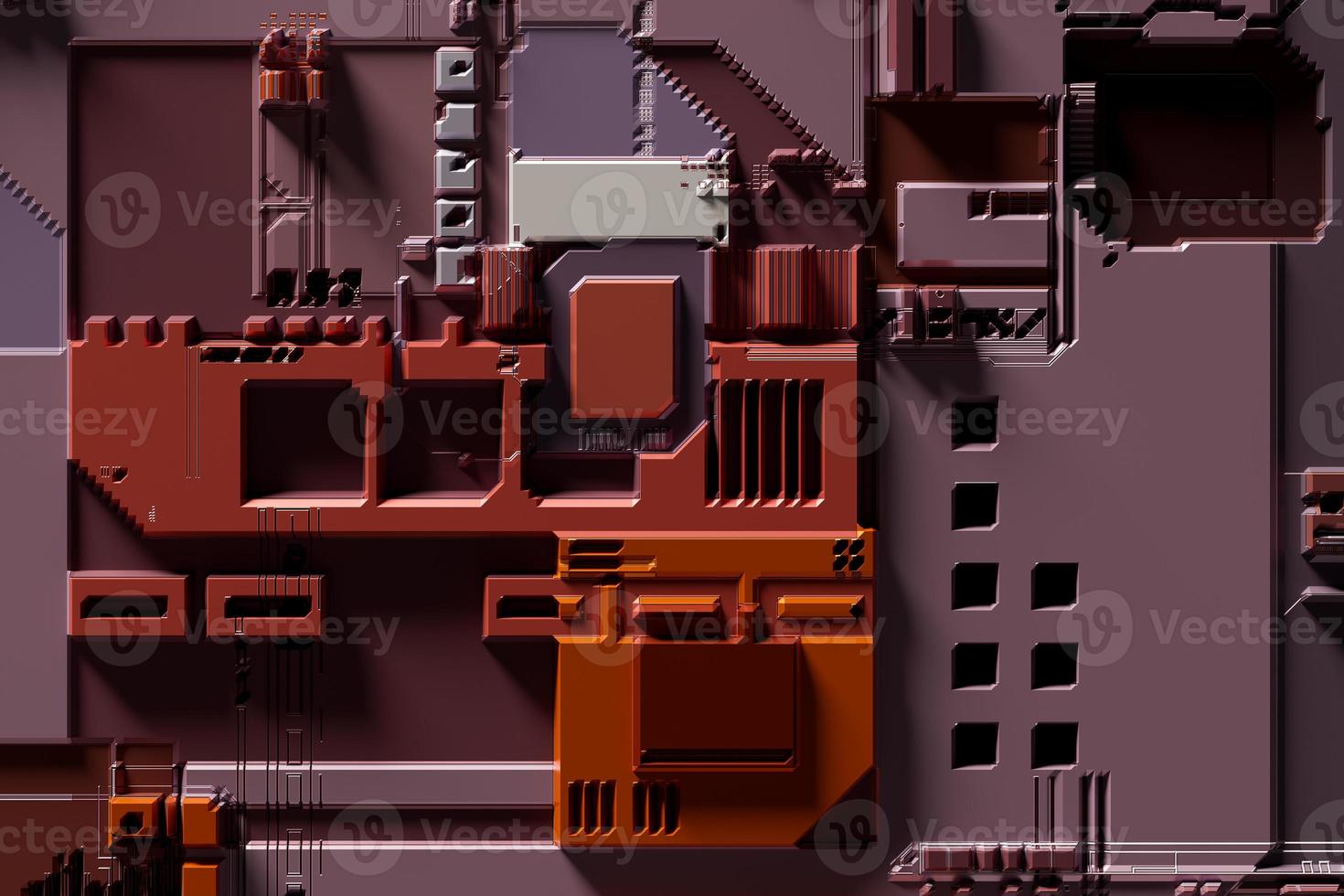 3D rendering of electronic surface sci fi background. photo