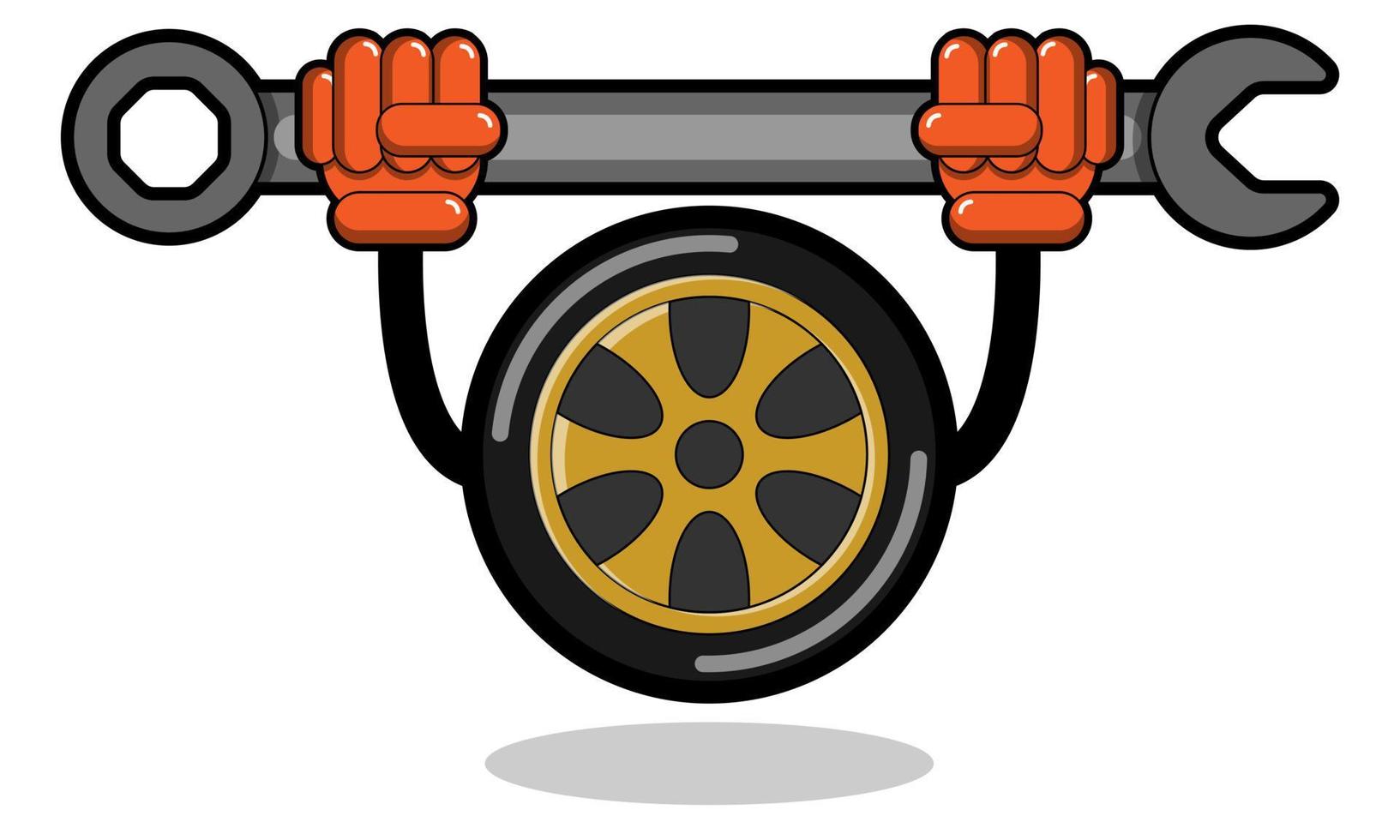 illustration of tire character lifting equipment. vector