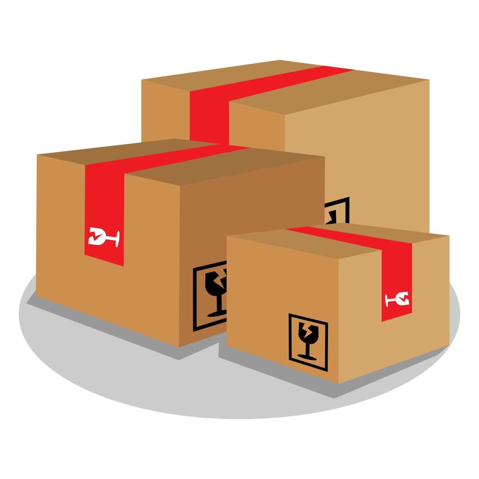 illustration of an expedition package box, with a sign of fragile goods. vector