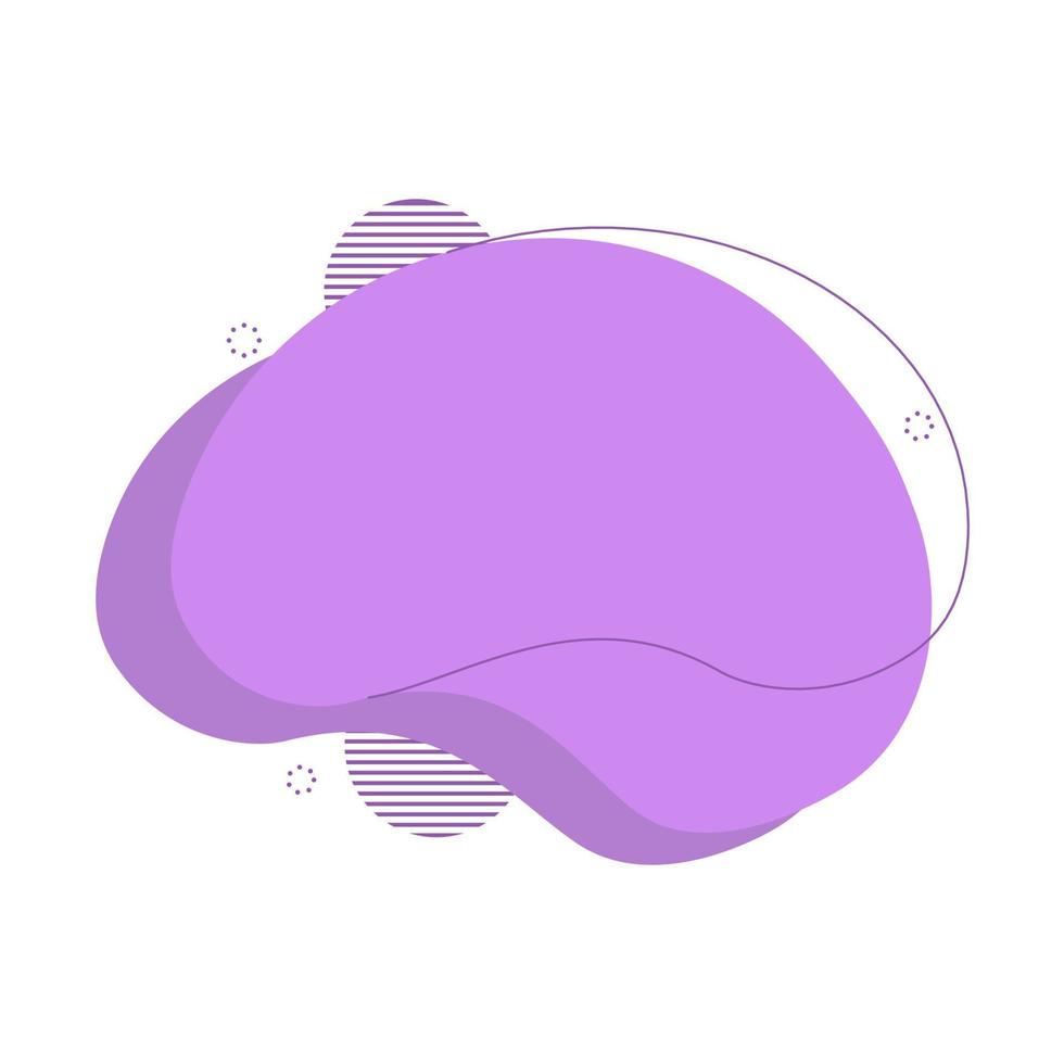 Abstract fluid design element. Minimalistic background for text. Wavy bubble banner, poster clipart with lines, dots. Flowing liquid purple flat shape. Geometric color illustration. Isolated vector