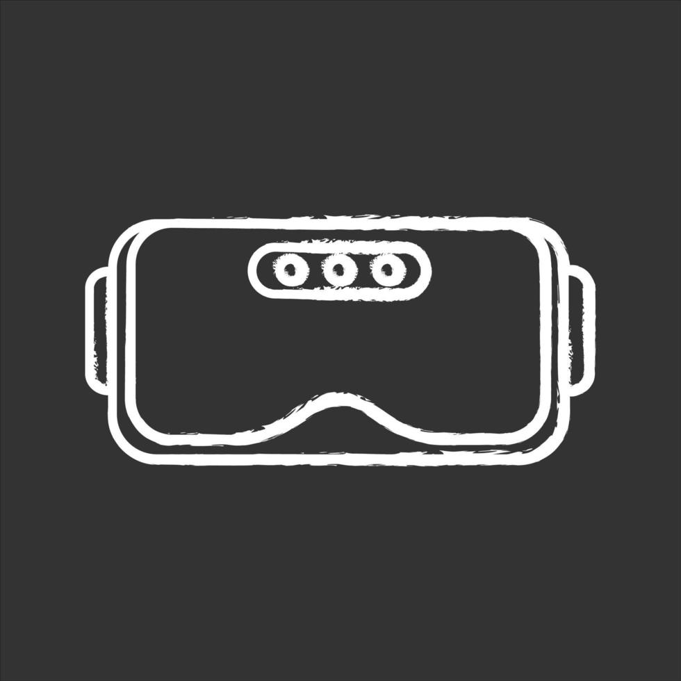 VR headset chalk icon. Virtual reality mask set. VR glasses, goggles. Isolated vector chalkboard illustration