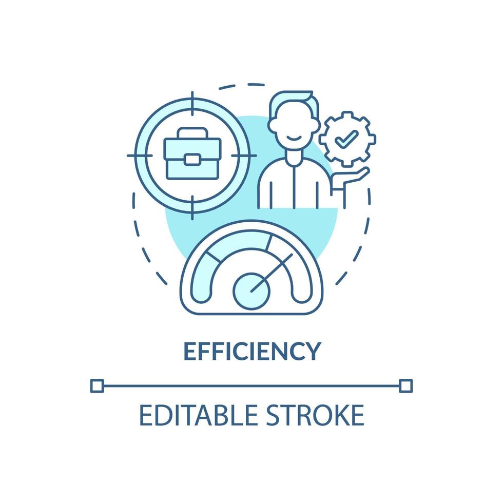 Efficiency turquoise concept icon. Smart technologies benefit abstract idea thin line illustration. Reduce energy use. Isolated outline drawing. Editable stroke. Arial, Myriad Pro-Bold fonts used vector