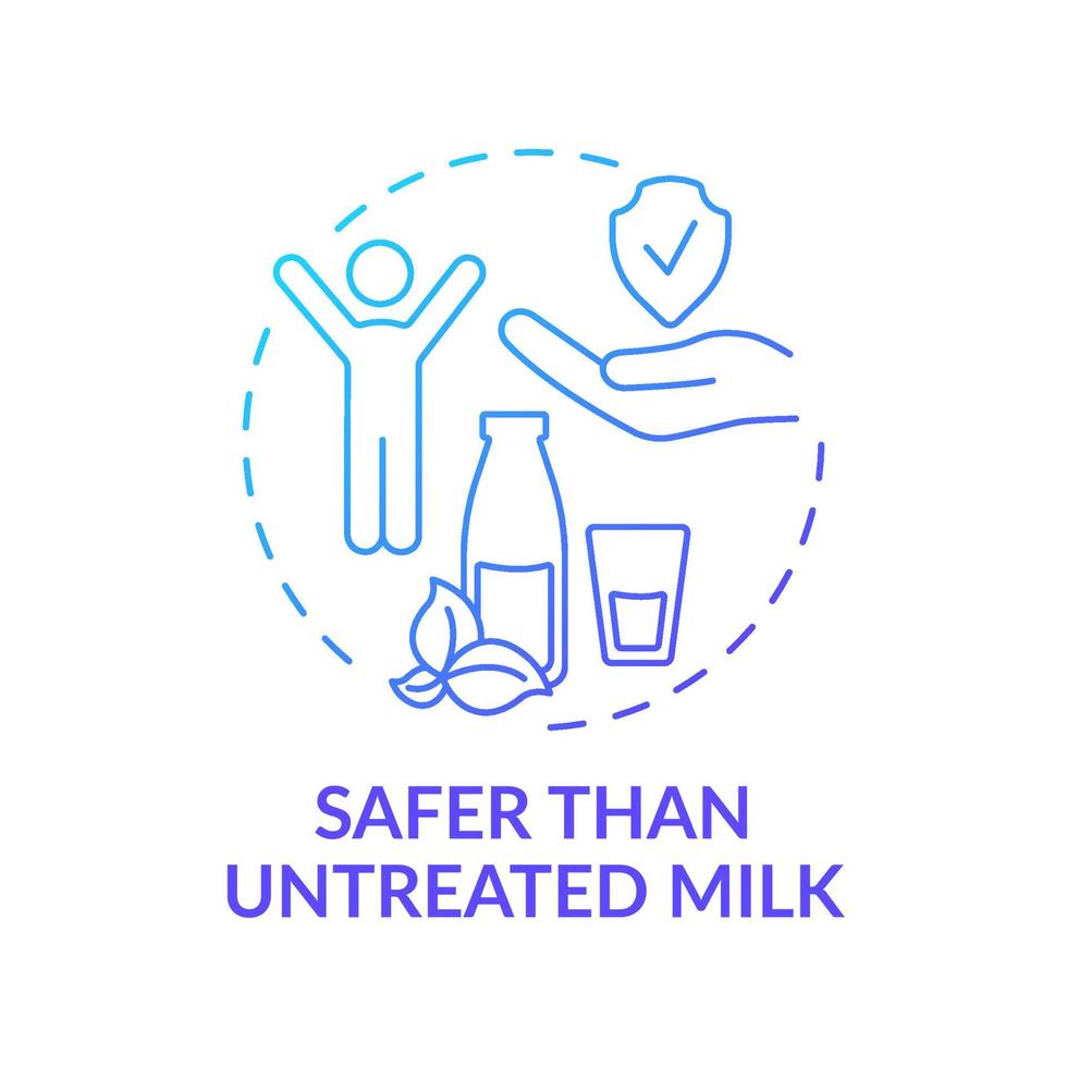 Safer than untreated milk blue gradient concept icon. Destroy bacterium. Advantages of UHT milk abstract idea thin line illustration. Isolated outline drawing. Myriad Pro-Bold fonts used vector