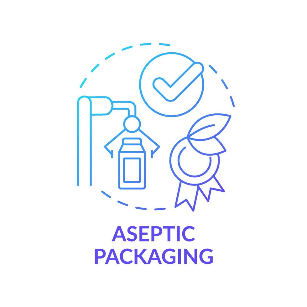 Aseptic packaging blue gradient concept icon. Bacterium free product. Advantages of UHT milk abstract idea thin line illustration. Isolated outline drawing. Myriad Pro-Bold fonts used vector