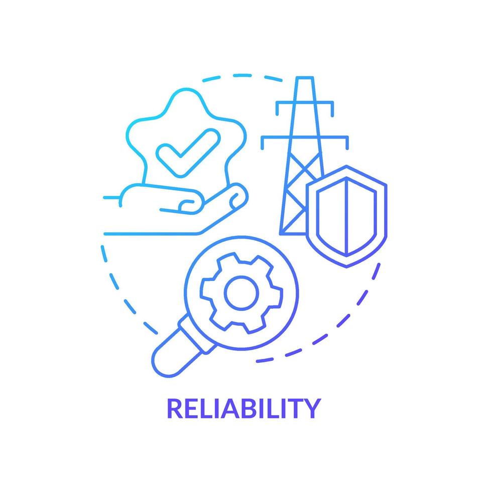Reliability blue gradient concept icon. Smart grid protection from accidents abstract idea thin line illustration. Isolated outline drawing. Roboto-Medium, Myriad Pro-Bold fonts used vector