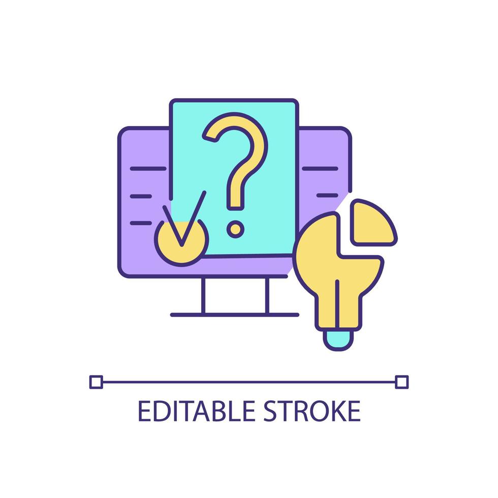 Digital problem solving RGB color icon. Presenting solution through digital environment. Solving technical problems. Isolated vector illustration. Simple filled line drawing. Editable stroke