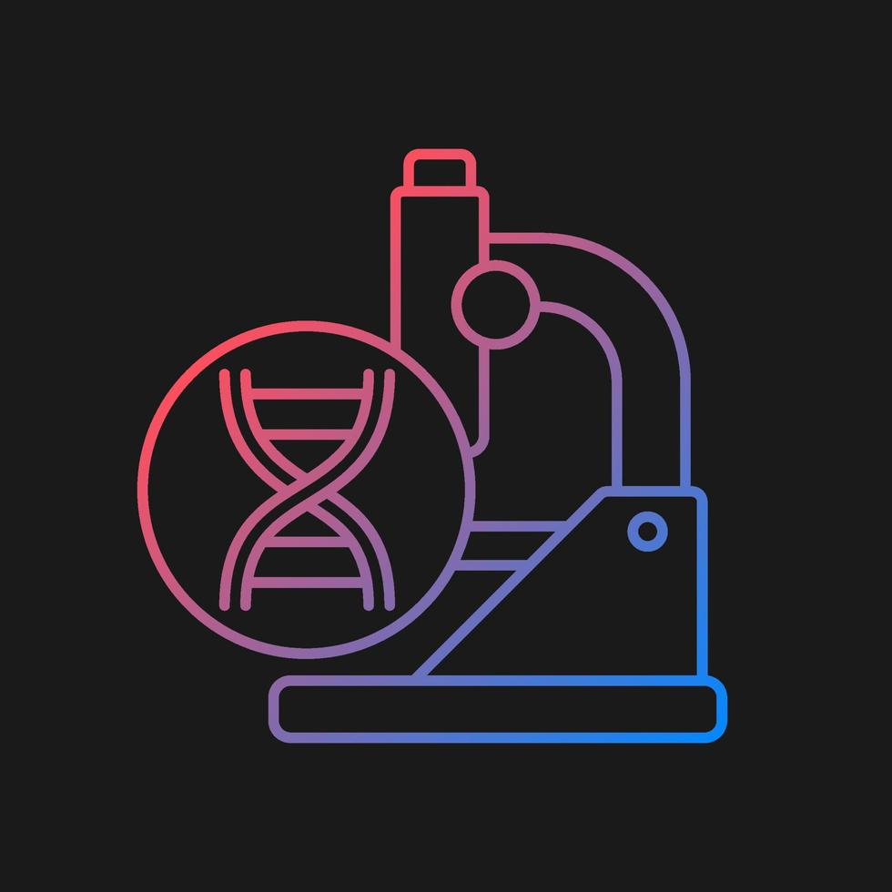Genetic trials gradient vector icon for dark theme. Genetic conditions treatment. Reveal mutations in genes. Thin line color symbol. Modern style pictogram. Vector isolated outline drawing