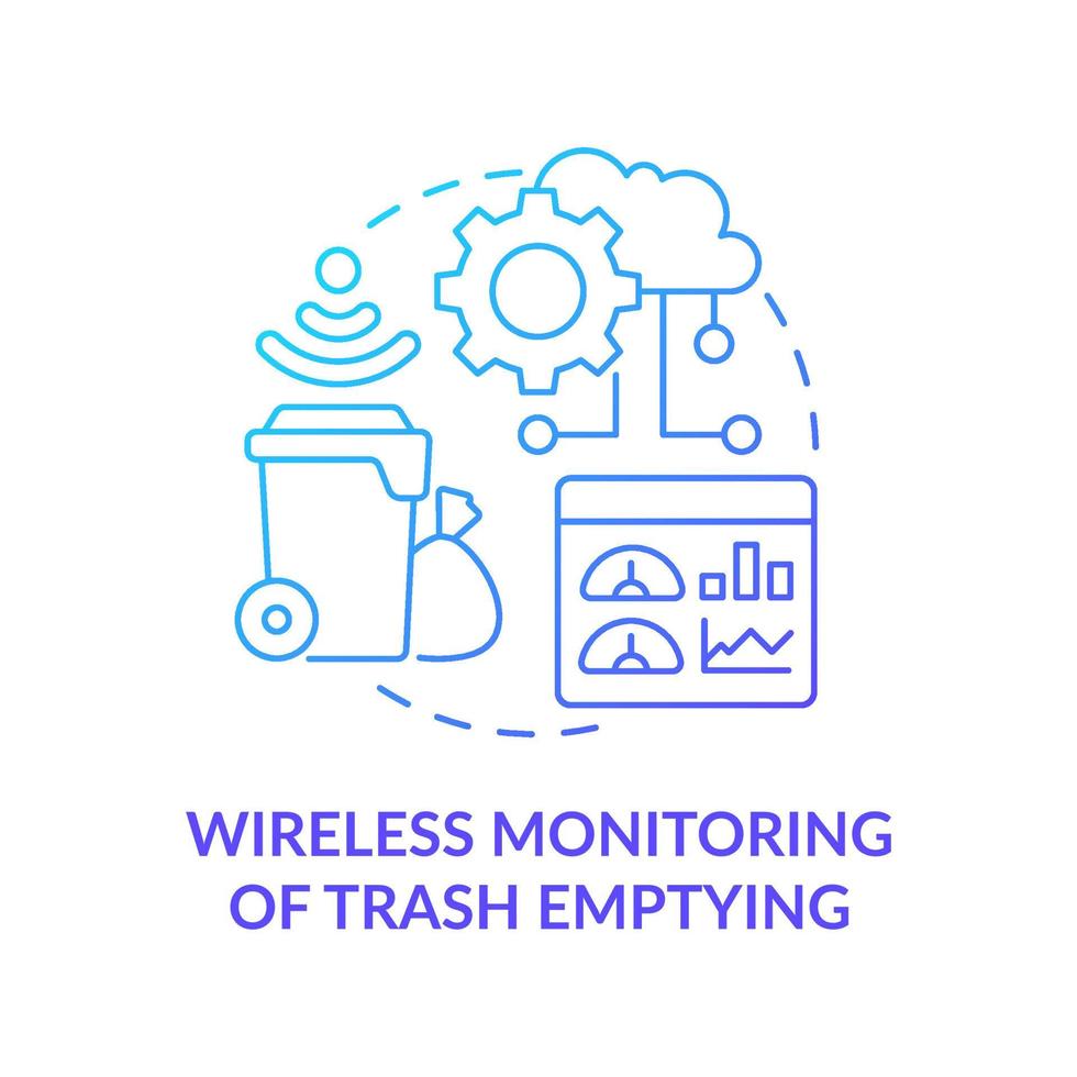 Wireless monitoring system of trash emptying concept icon. Garbage management. Modern methods of waste recycling abstract idea thin line illustration. Vector isolated outline color drawing