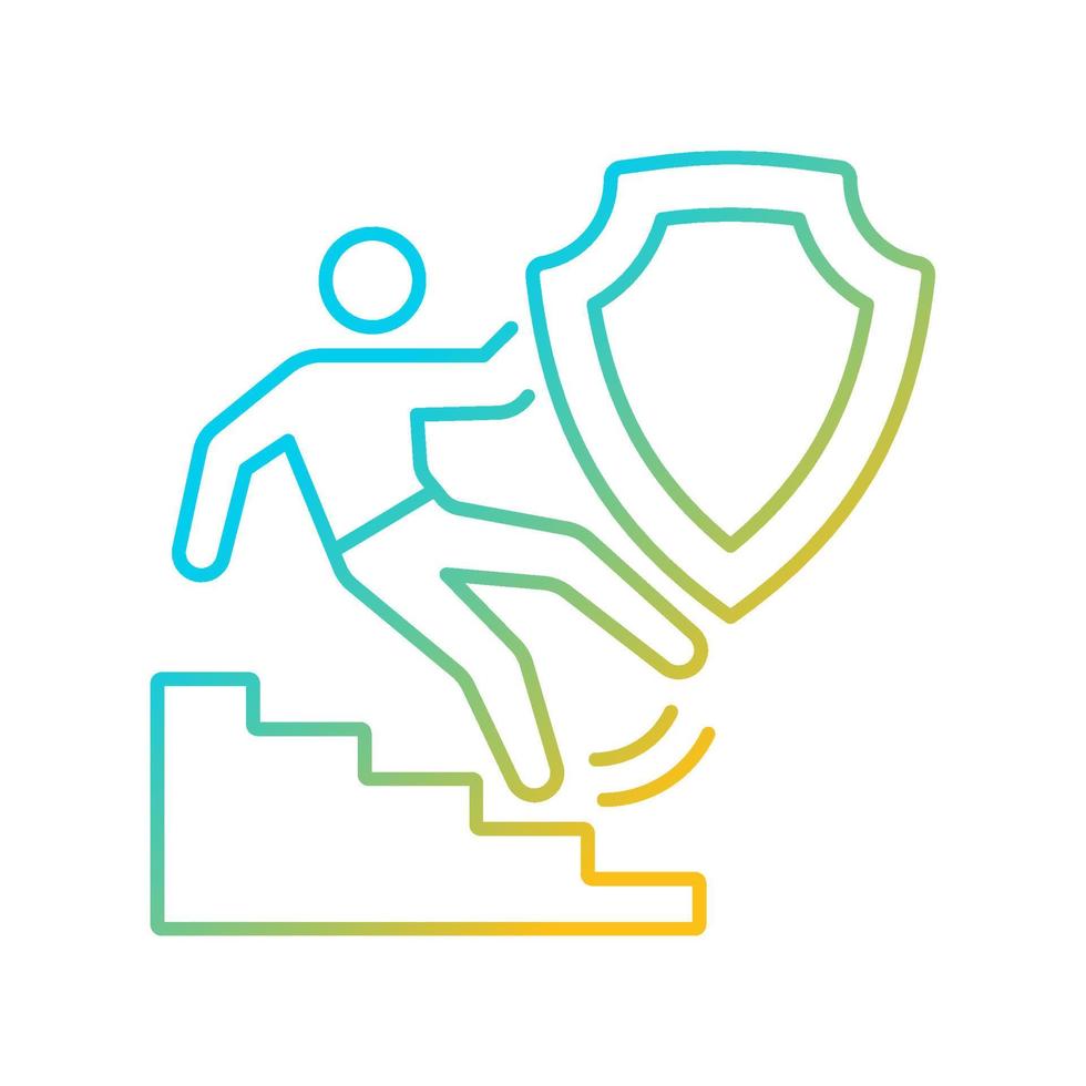 Liability insurance gradient linear vector icon. Protection company from claims. Business owners and employees safety. Thin line color symbol. Modern style pictogram. Vector isolated outline drawing