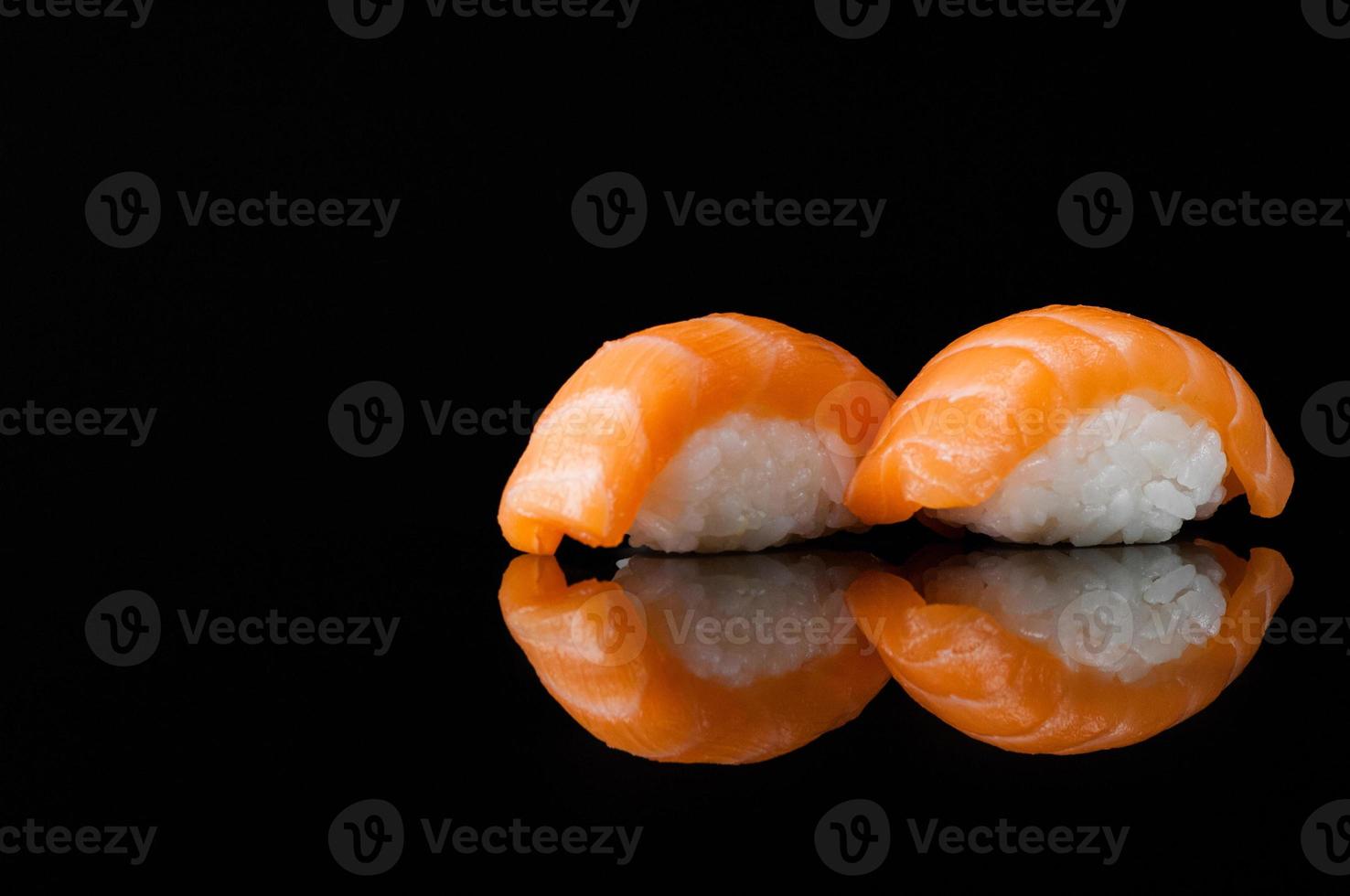 sushi on black background photo